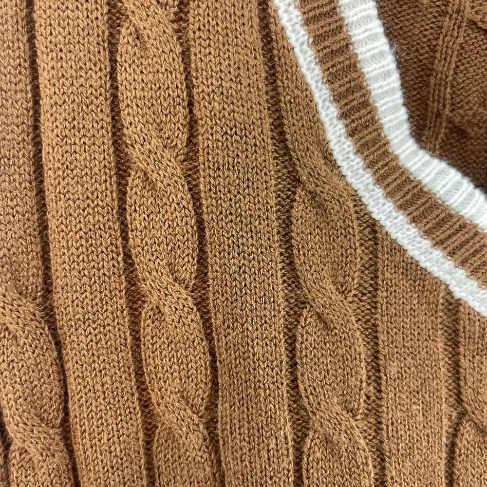 SHEIN Brown Cable Knit V Neck Sweater Vest Kids Size 8Y - Picture 6 of 13